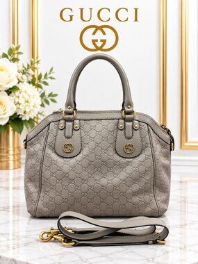 Authentic Gucci Guccissima Leather Taupe Beige Shoulder Bag 357-082725